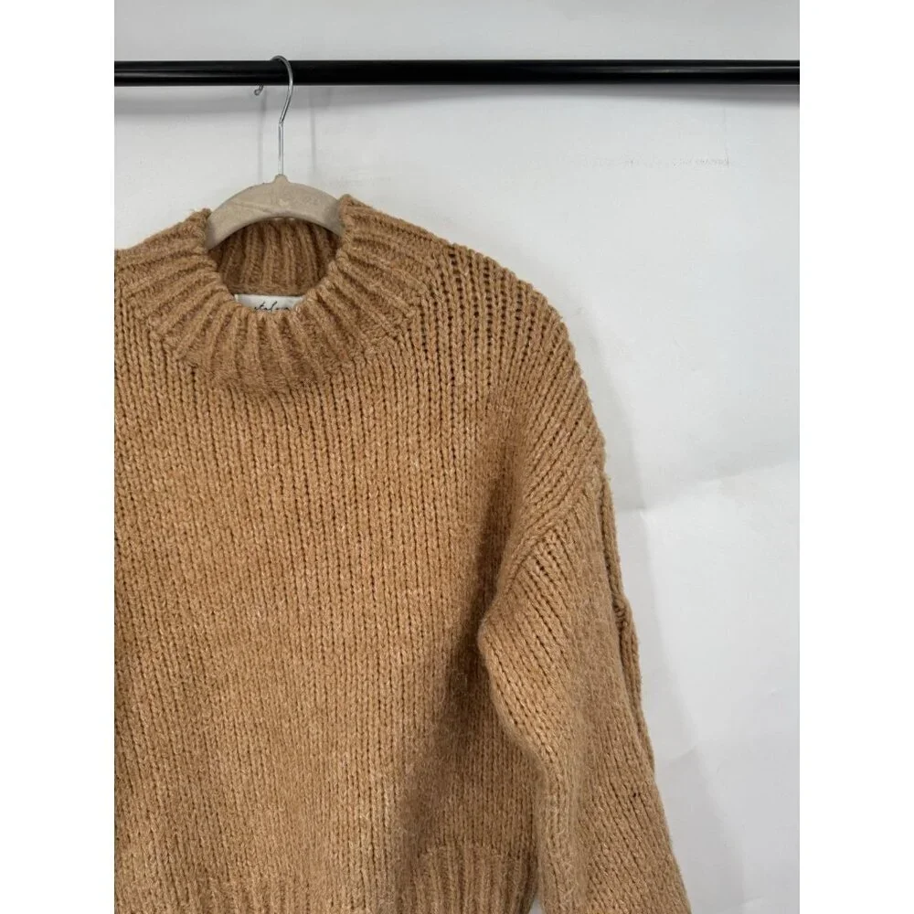 Petal + Pup Pullover‎ Mock Neck Sweater Women S/M Golden Tan Granolagirl Boho